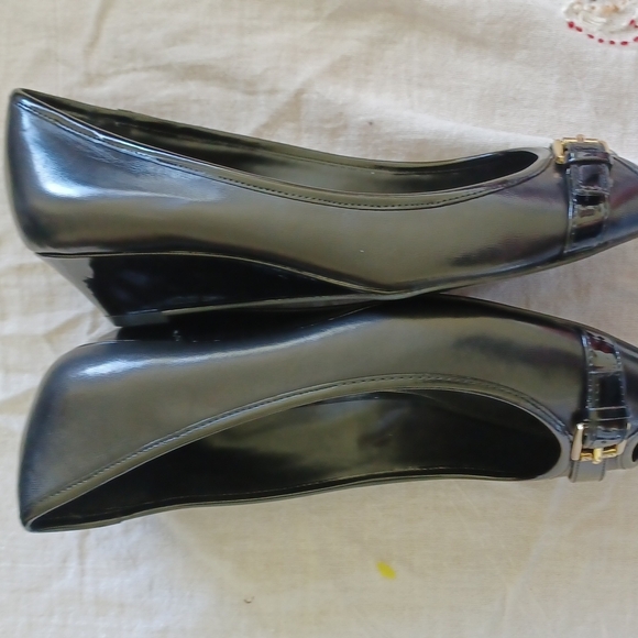 Ralph Lauren wedges, patent leather, open toe, NEW, sz 7.5 - Picture 7 of 8